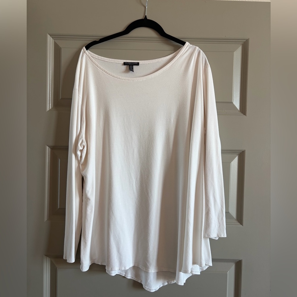Eileen Fisher Women's Long Sleeve Scoop Neck Top - Cream